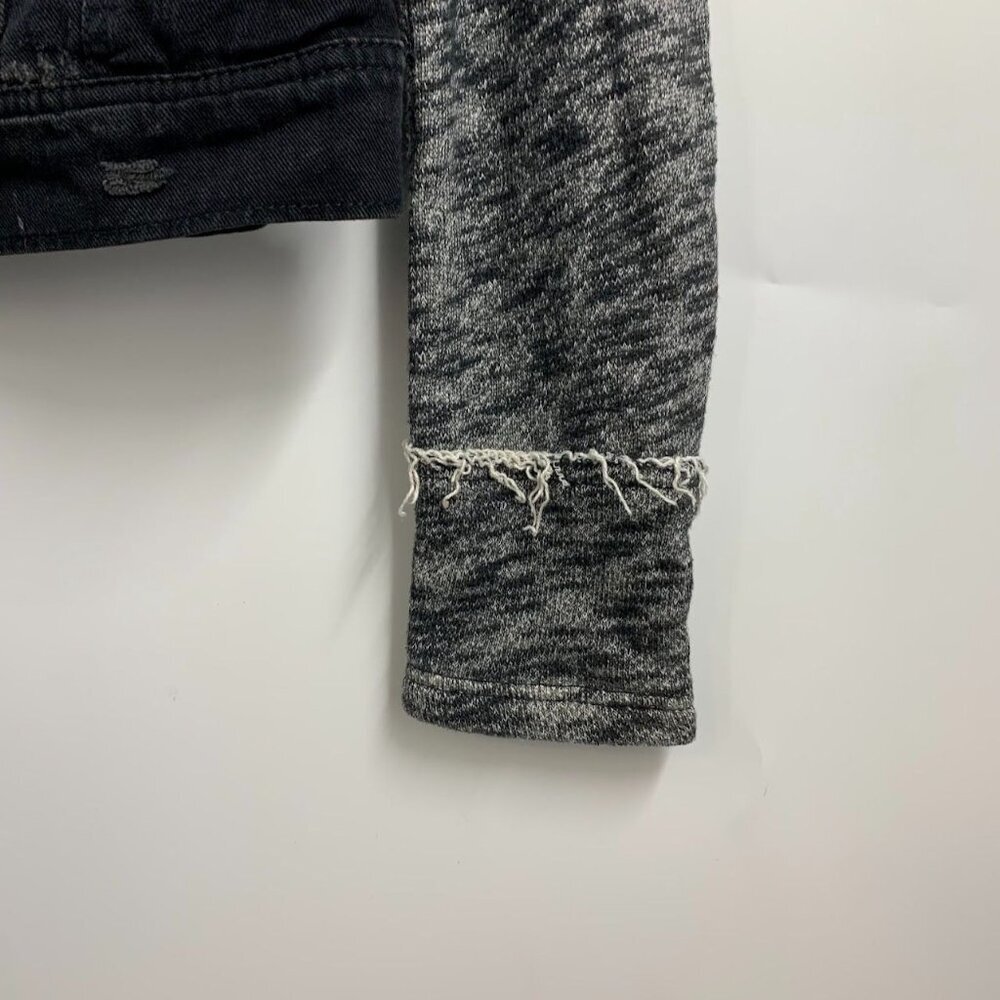 Free People Women's Distressed Denim Hooded Long Sleeve Knit Jacket Size XS - Picture 6 of 15